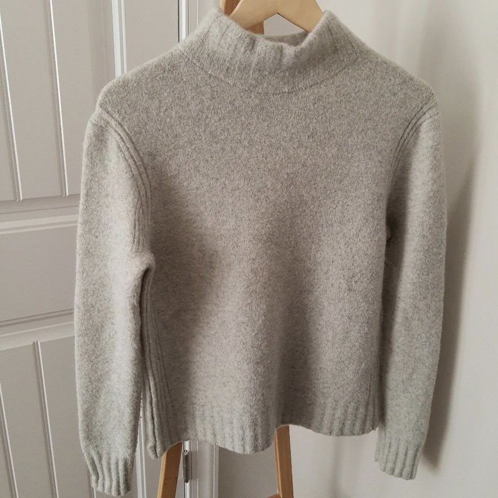 J. Crew Mockneck sweater in supersoft yarn. Color Heather Dusk. Size Medium.